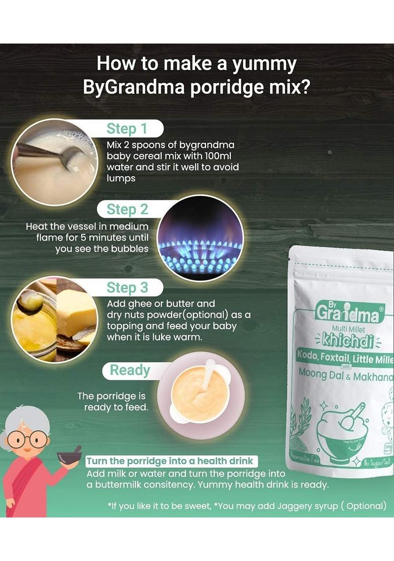 Bygrandma Multi Millet Kichidi Mix Instant Food For Little Ones | Preservative Free Instant Porridge Mix For Kids | 560G