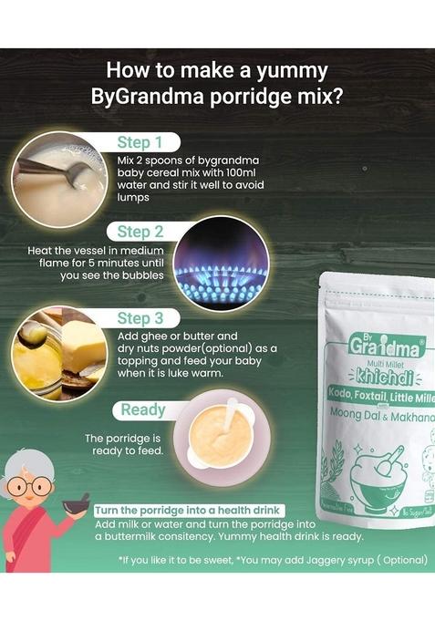 Bygrandma Multi Millet Kichidi Mix Instant Food For Little Ones | Preservative Free Instant Porridge Mix For Kids | 560G