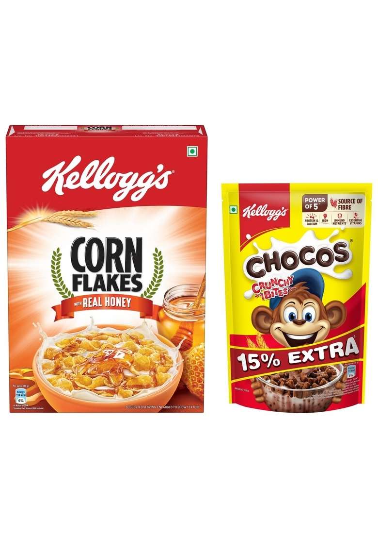 Chocos Crunchy Bites, 431G & Corn Flakes With Real Honey, 345G - Indya