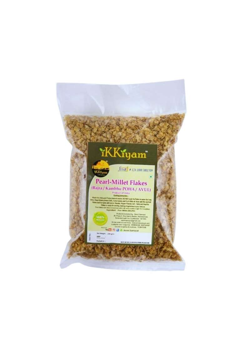 Ikkiyam Bajra Flakes (Avul) | Whole Millet Poha | Gluten-Free, High In Iron & Nutrients | Unflavoured, Oats Alternative | 1Kg Pack - Indya