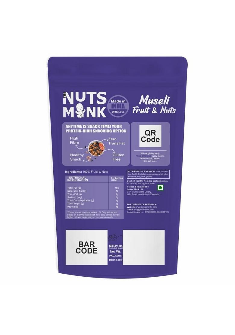 The Nuts Monk Muesli – 250G | Healthy Breakfast High-Protein Cereal With Fruits, Nuts & Whole Grains | Wholesome & Tasty.