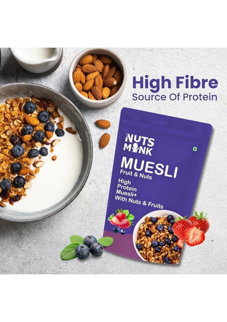 The Nuts Monk Muesli – 250G | Healthy Breakfast High-Protein Cereal With Fruits, Nuts & Whole Grains | Wholesome & Tasty.