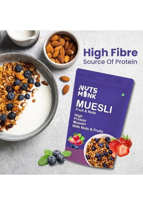 The Nuts Monk Muesli – 250G | Healthy Breakfast High-Protein Cereal With Fruits, Nuts & Whole Grains | Wholesome & Tasty.