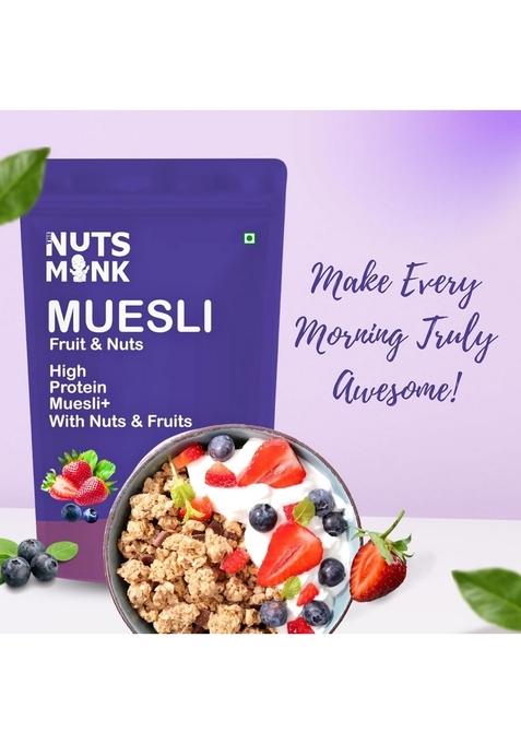The Nuts Monk Muesli – 250G | Healthy Breakfast High-Protein Cereal With Fruits, Nuts & Whole Grains | Wholesome & Tasty.