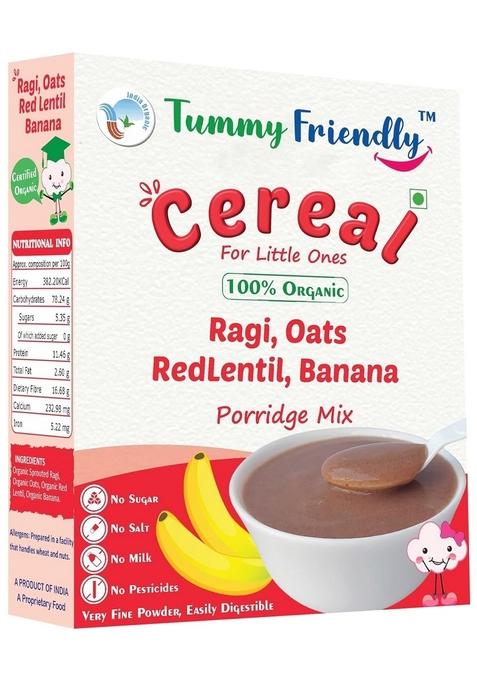Tummyfriendly Foods Certified Organic Sprouted Ragi, Oats, Red Lentil, Banana And Organic Oats Green Moong Spinach Porridge Mix | Sprouted Ragi Powder For Little Ones | 200G, 2 Packs