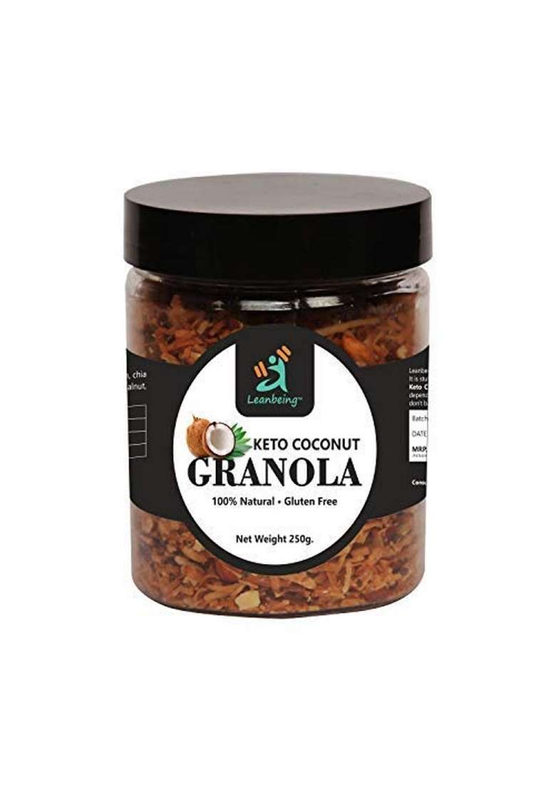 Leanbeing Keto Granola Coconut Mocha Crunch 250 G | Low Carb Cereal, Gluten & Grain Free- Low Fat, High Protein Keto Cereals Energy Snack - Indya