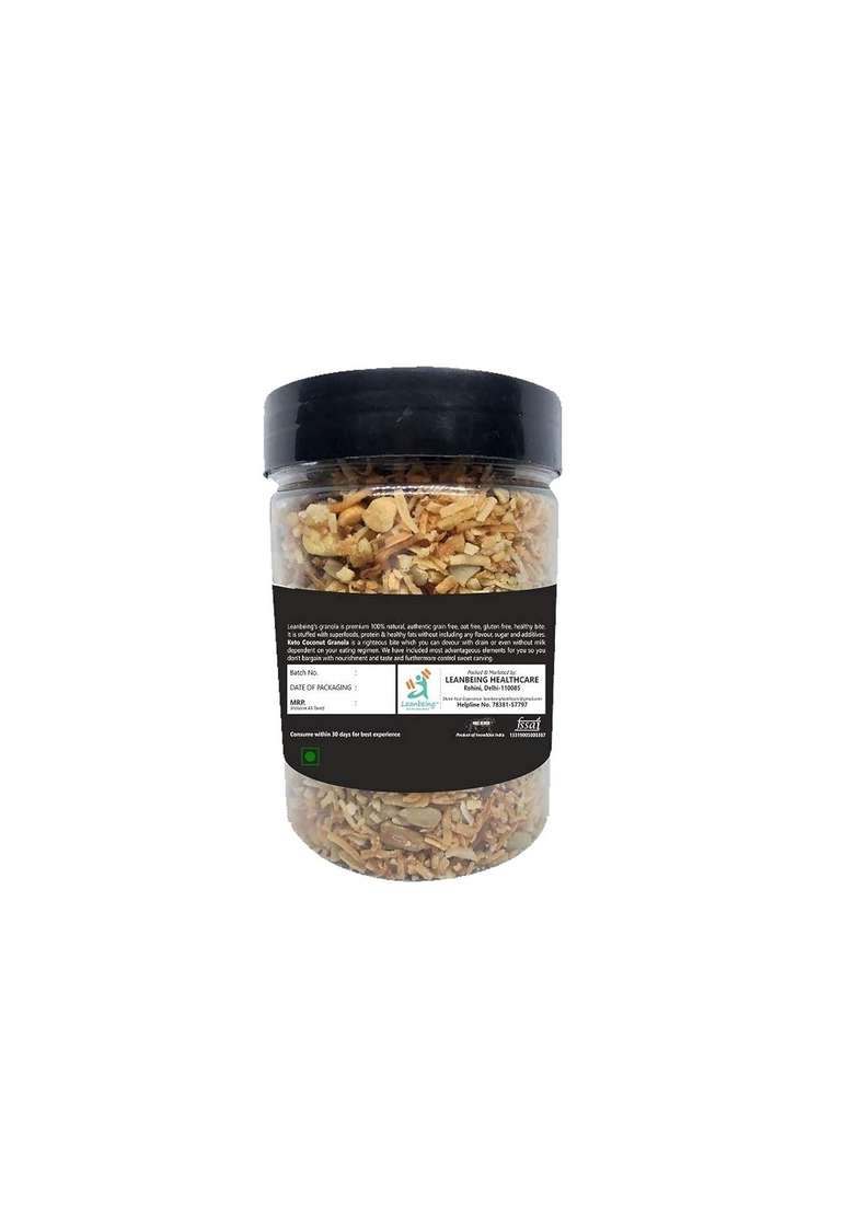 Leanbeing Keto Granola Coconut Mocha Crunch 250 G | Low Carb Cereal, Gluten & Grain Free- Low Fat, High Protein Keto Cereals Energy Snack - Indya