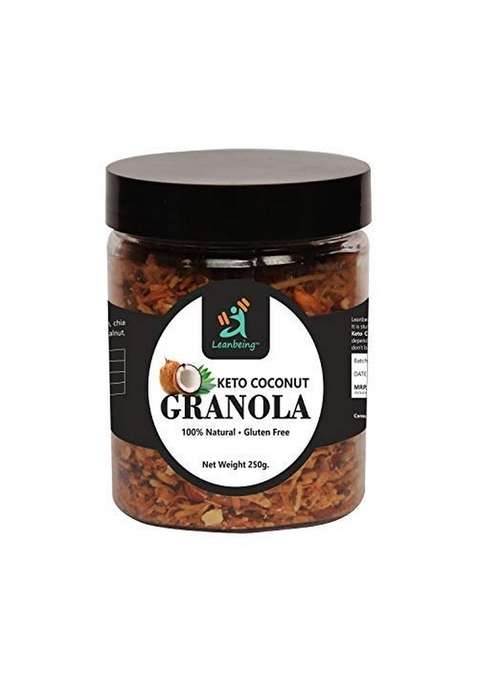 Leanbeing Keto Granola Coconut Mocha Crunch 250 G | Low Carb Cereal, Gluten & Grain Free- Low Fat, High Protein Keto Cereals Energy Snack