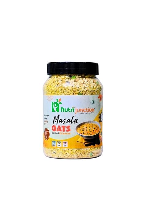 Nutrijunction Masala Oats,Veggie Twist |Anytime Snack |Ready In 3 Mins |No Preservatives| High In Fibre | High In Protein -500G Jar