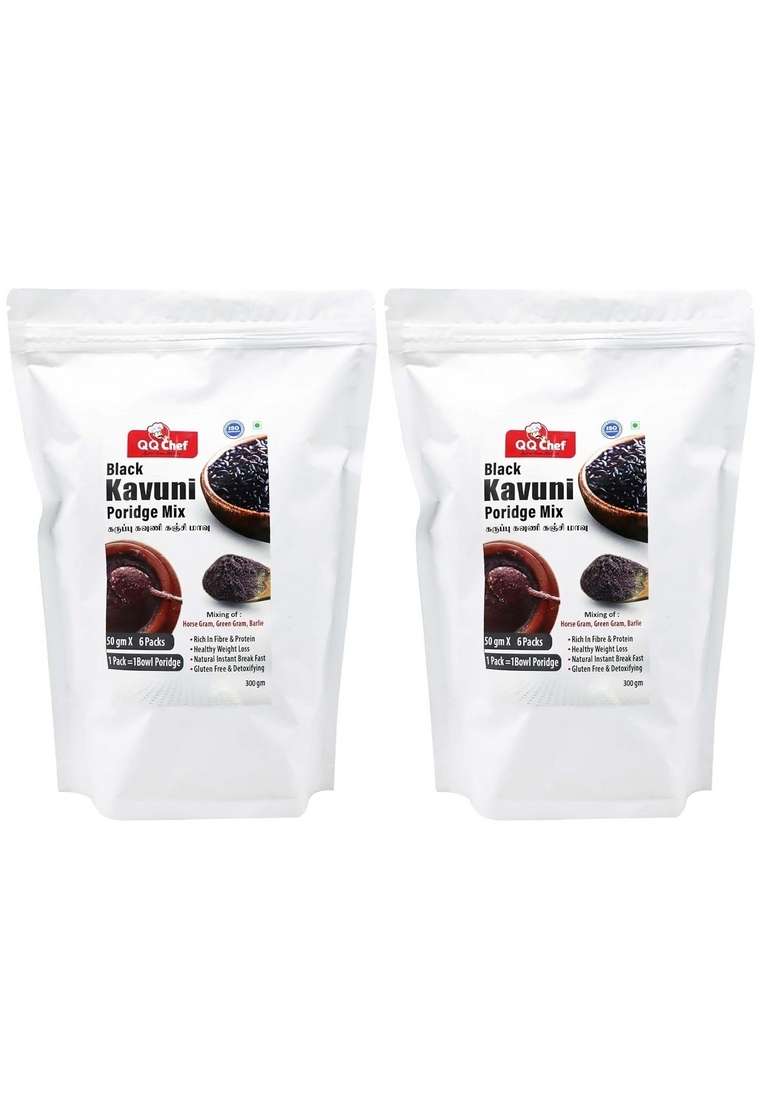 Qq Chef Black Kavuni Rice Porridge Mix | Karuppu Kavuni Kanji Mix | 600Gm (50Gm X 12 Packs) Natural Instant Breakfast - Indya