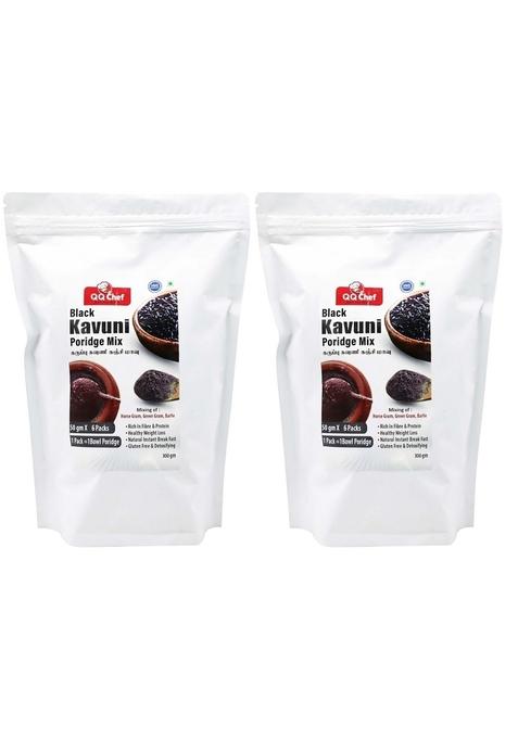 Qq Chef Black Kavuni Rice Porridge Mix | Karuppu Kavuni Kanji Mix | 600Gm (50Gm X 12 Packs) Natural Instant Breakfast