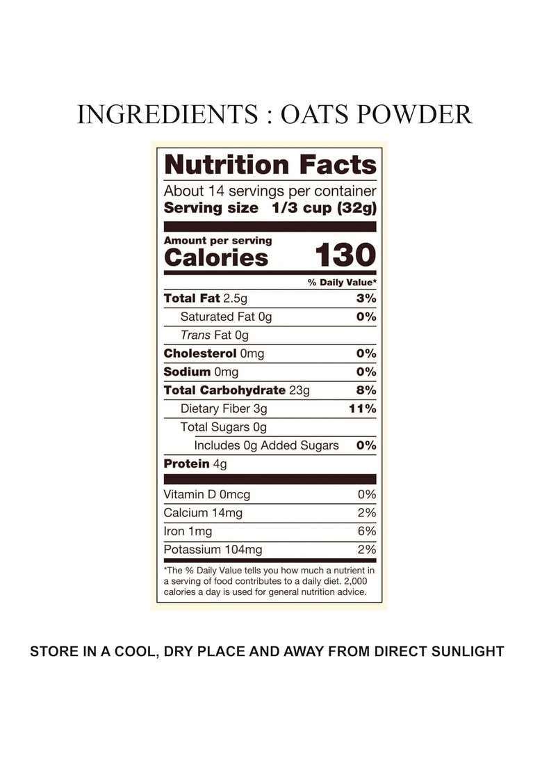 Indiana As Offered By Nature Oats Powder High In Protein&Fibre Flour |No Additives|No Preservatives|Gluten Free(800Gm) - Indya