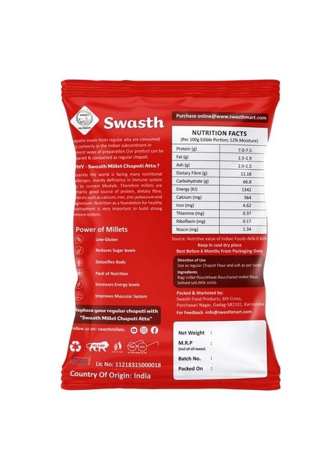 Swasth Millet Chapati Atta With 55% Millets| Rich In Dietary Fiber,Low Carbohydrates,Atta Contains Low Glycemic Index | High Protein,Helps To Control Sugar Levels.(Pack Of 5)