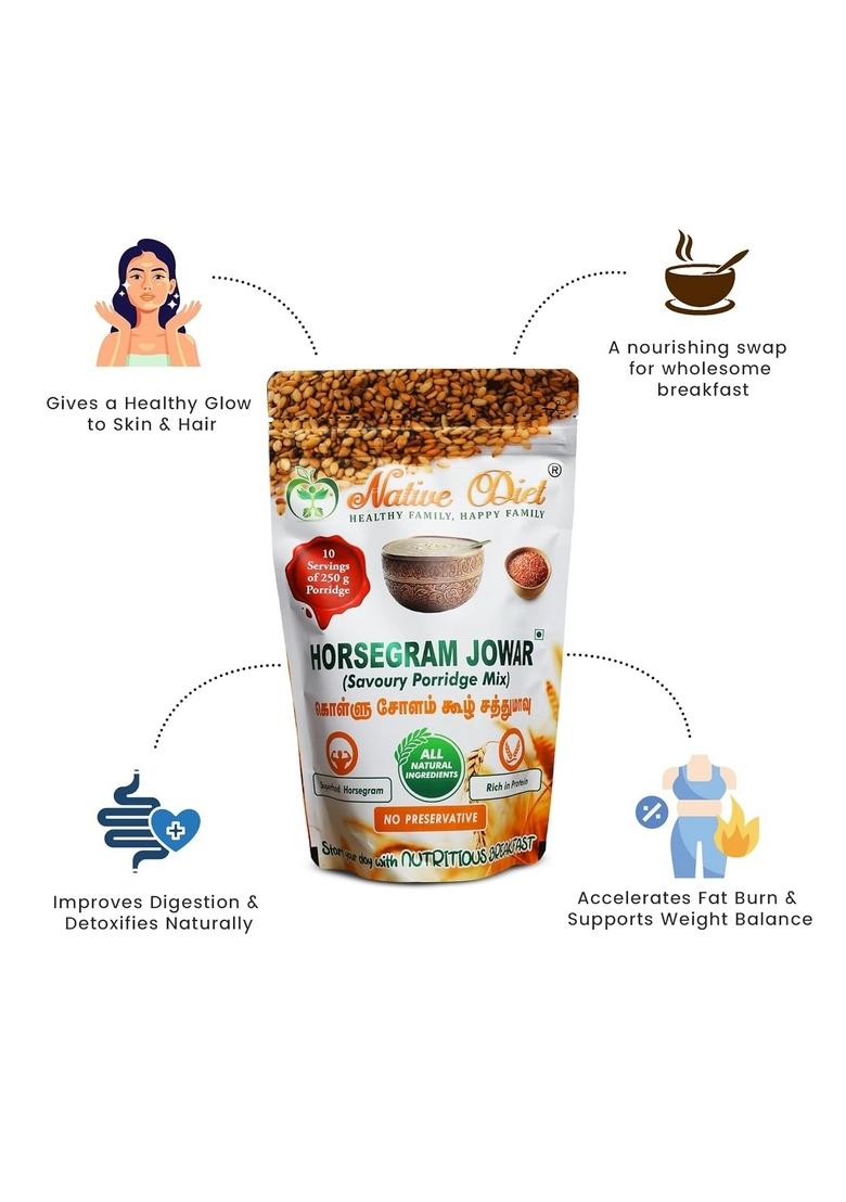 Native Diet | Healthy & Nutrient-Rich Breakfast | Instant Porridge Mix | High Fiber & Protein-Rich Superfood | Combo Pack | (Horse Gram