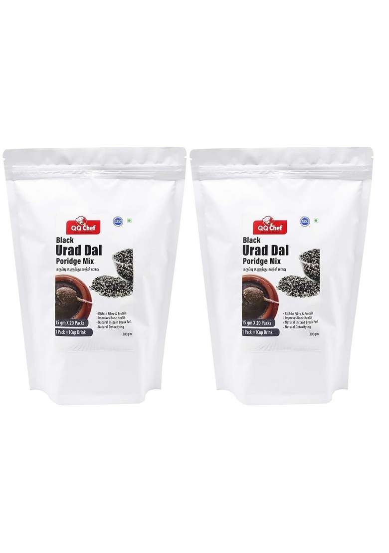 Qq Chef Black Urad Dal Poridge Mix | Karupu Ulunthu Mix | 600Gm (15 Gm X 40 Packs) Natural Instant Breakfast - Indya