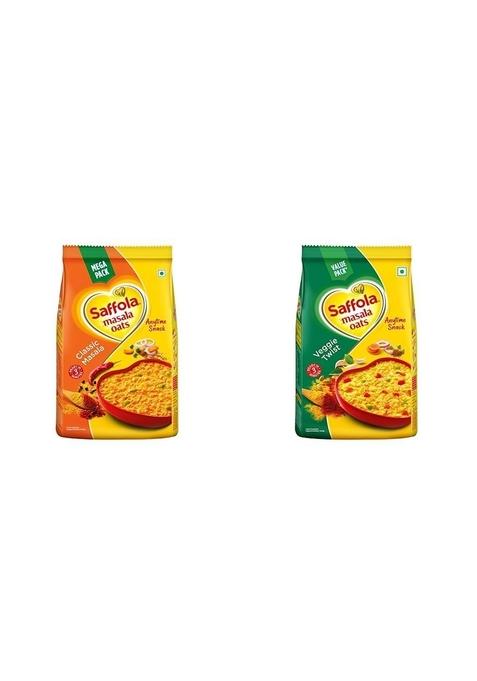Saffola Masala Oats Veggie Twist, 1Kg And Classic Masala 500 Gm