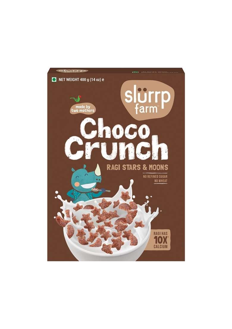 Slurrp Farm Choco Crunch Chocolate Cereal | No Maida Refined Sugar Added Colour Ragi Stars And Moons Healthy Breakfast For Kids 400 G Natural Jaggery Powder 300 - Indya