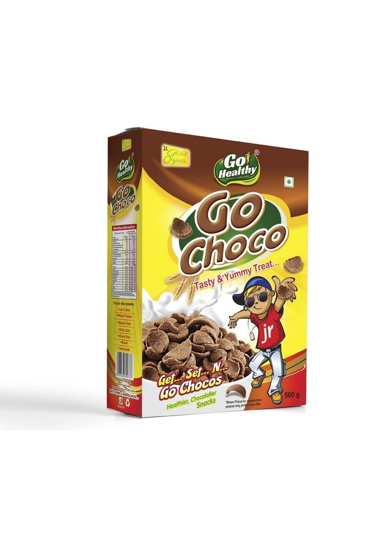 Go Healthy Choco Flakes 500G | Crunchy Chocolate Breakfast Cereal | High-Fiber, Low-Fat | Delicious Snack & Quick Meal