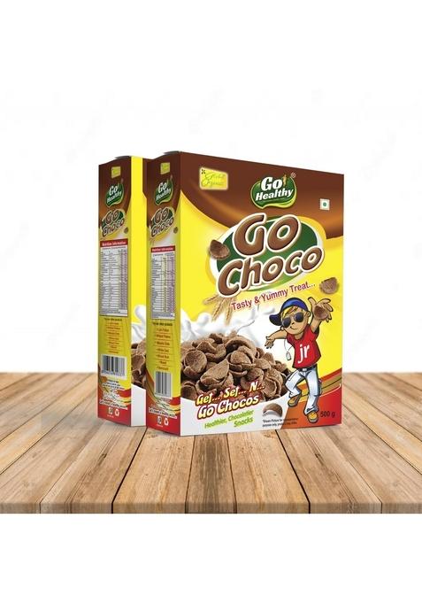 Go Healthy Choco Flakes 500G | Crunchy Chocolate Breakfast Cereal | High-Fiber, Low-Fat | Delicious Snack & Quick Meal