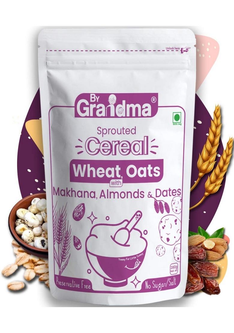 Bygrandma Sprouted Cereal Mix –Sprouted Wheat, Dates And Almond Wholesome Food For Kids | Preservative Free Instant Porridge Mix For Tiny Tots | 280G