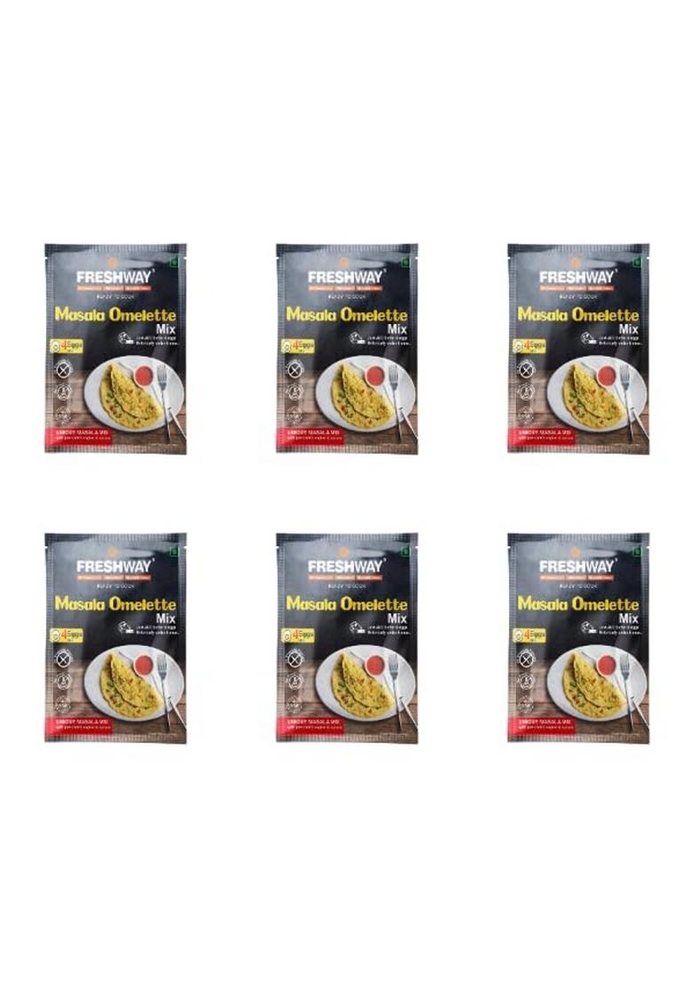 Freshway Masala Omelette Mix – Pack Of 6 | Authentic Indian Spice Blend With Preloaded Veggies | Easy-To-Make Fluffy And Flavorful Omelettes