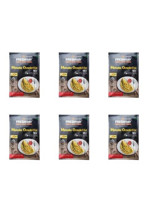 Freshway Masala Omelette Mix – Pack Of 6 | Authentic Indian Spice Blend With Preloaded Veggies | Easy-To-Make Fluffy And Flavorful Omelettes
