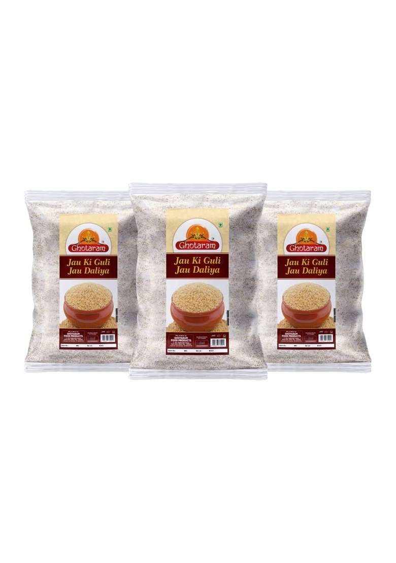 Ghotaram Home Made Barley Jau Guli Dalia Daliya Porridge/Pure Broken Sprouted Barley Jau/Organic Barli Arisi/Cracked Jav Barley Jau No Additives Or Preservatives/Unadulterated-720G(Pac 3X 240G) - Indya