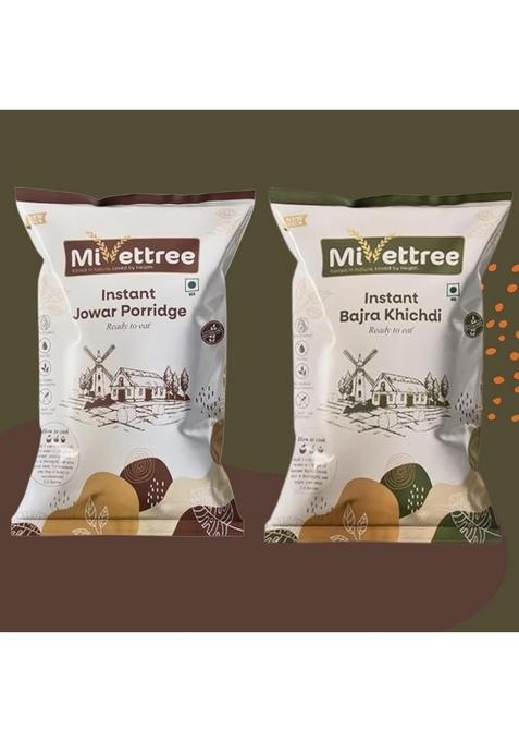 Millettree Healthy Breakfast Instant Jowar Dalia 250 Gram & Bajra Khichdi 150 Gram Combo, Ready To Eat, Gluten Free, Rich In Protein & Fibre | Instant & Nutritious Meal