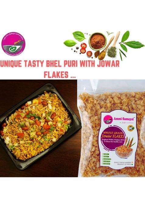 Ammi Samayal Combo Of Ragi Bajra Jowar Flakes With Country Sugar | 1Kg Bottle (4 Packs X 500G) | Premium Organic Finger Millet Poha | Healthy Gluten-Free Breakfast Mix | Tasty & Nutritious Millet Flakes