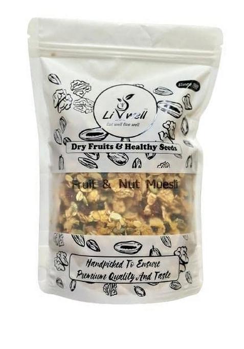 Livwell Premium Dry Fruit & Nut Muesli 500G | Real Fruits & Wholegrain Cereal | High Fiber Protein Breakfast | Healthy Diet Food For Weight Management