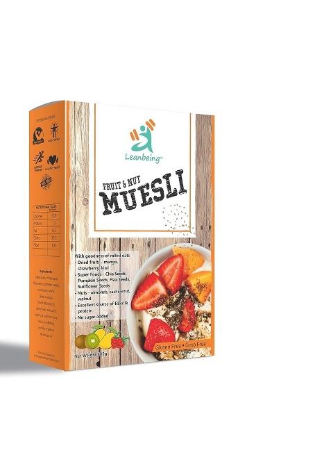 Leanbeing Muesli Fruit & Nut 400G | Gluten Free | Natural Breakfast Cereal |Naturally Sweetened
