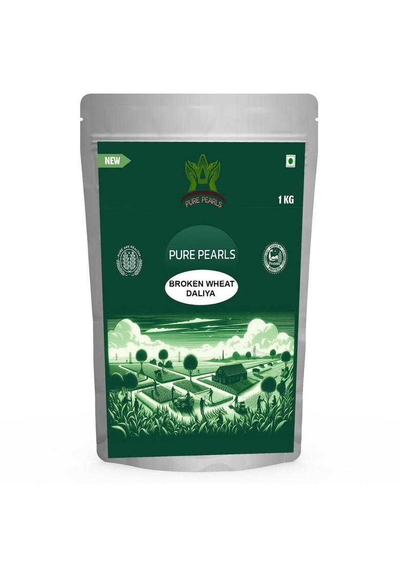 Purepearls Broken Wheat Dalia-1Kg | Thuli | Crushed Wheat Dalia | Healthy And Light Breakfast (Broken Wheat Porridge) Healthy Grains/Fibre Rich/Immunity Builder Crushed Wheat Dalia- 1Kg