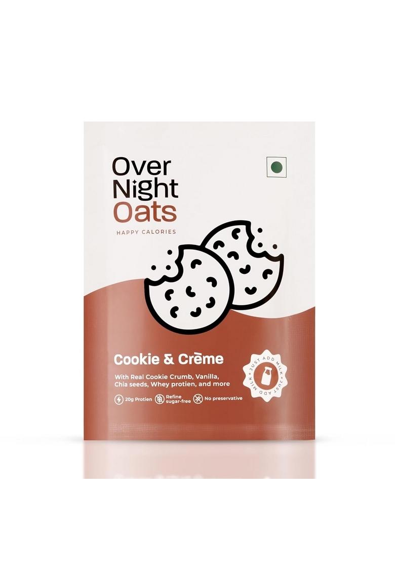 Overnight Oats 20Gm High Protein, Refined Sugar Free, Cookies & Creme, Chia Seeds, Whey Protein & More| Breakfast Cereals For Weight Management| (Cookies & Creme, Pack Of 10)
