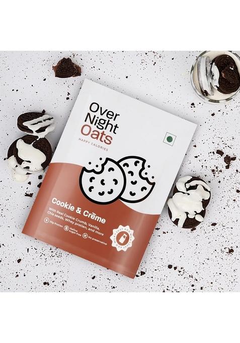 Overnight Oats 20Gm High Protein, Refined Sugar Free, Cookies & Creme, Chia Seeds, Whey Protein & More| Breakfast Cereals For Weight Management| (Cookies & Creme, Pack Of 10)