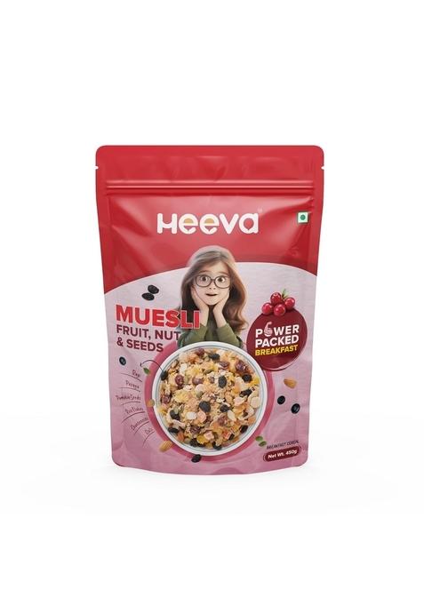 Heeva Muesli Fruit Nut & Seeds - 450G | Healthy Breakfast Muesli | Multigrain Breakfast Cereal With Nuts | High Fibre & Protein | Diet Food | Quick Breakfast Food