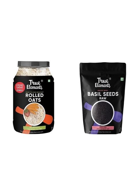 True Elements Rolled Oats 1.2 Kg & True Elements Basil Seeds 250G