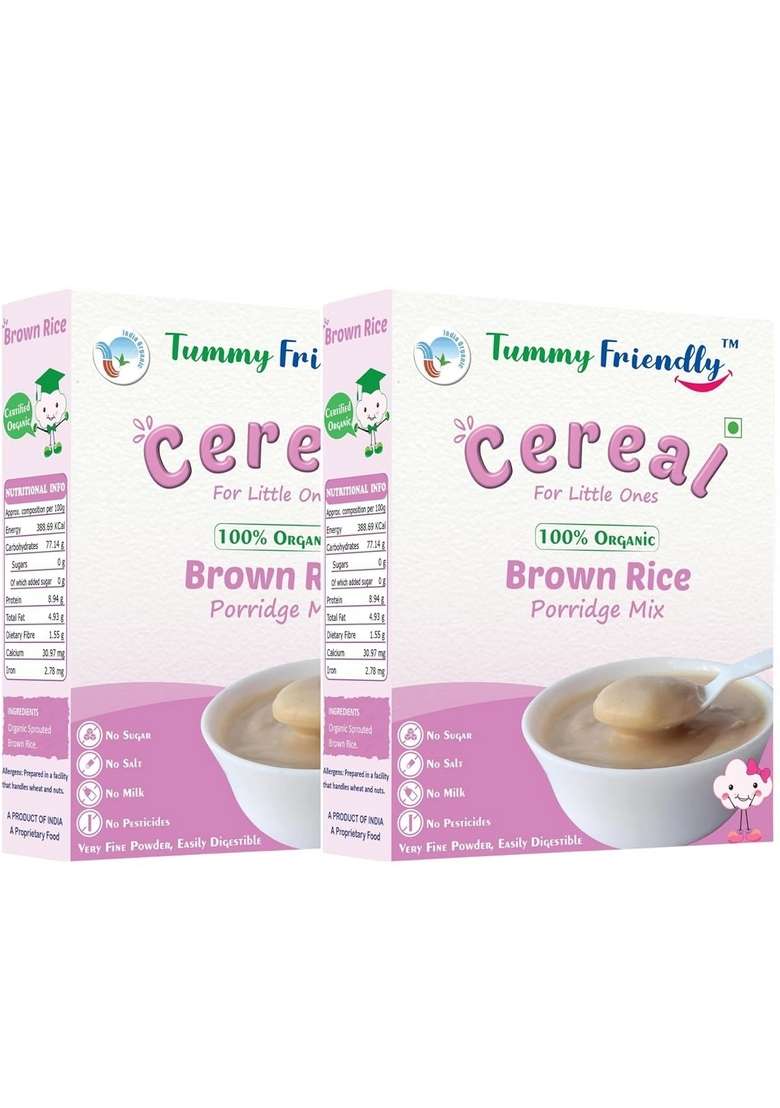 Tummyfriendly Foods Certified 100% Organic Sprouted Brown Rice Porridge Mix | Excellent Weight Gain Food | Made Of Sprouted Brown Rice Powder For Baby | 400G, (200G Each Pack) - Indya