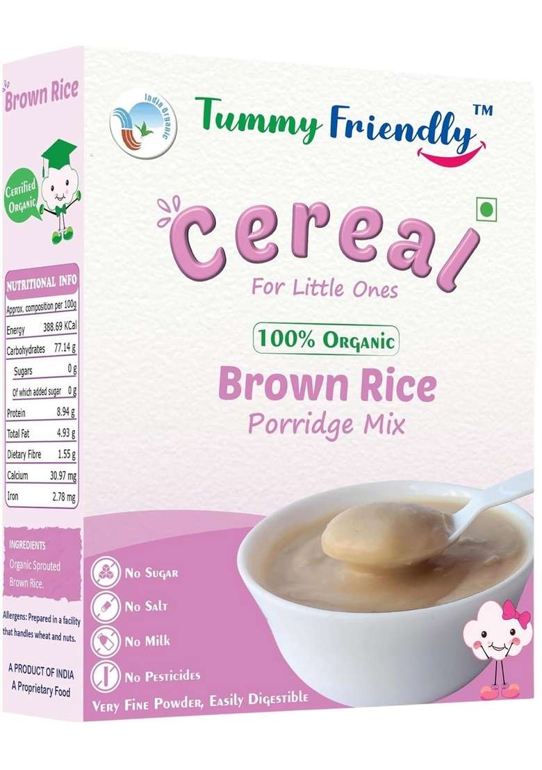 Tummyfriendly Foods Certified 100% Organic Sprouted Brown Rice Porridge Mix | Excellent Weight Gain Food | Made Of Sprouted Brown Rice Powder For Baby | 400G, (200G Each Pack) - Indya