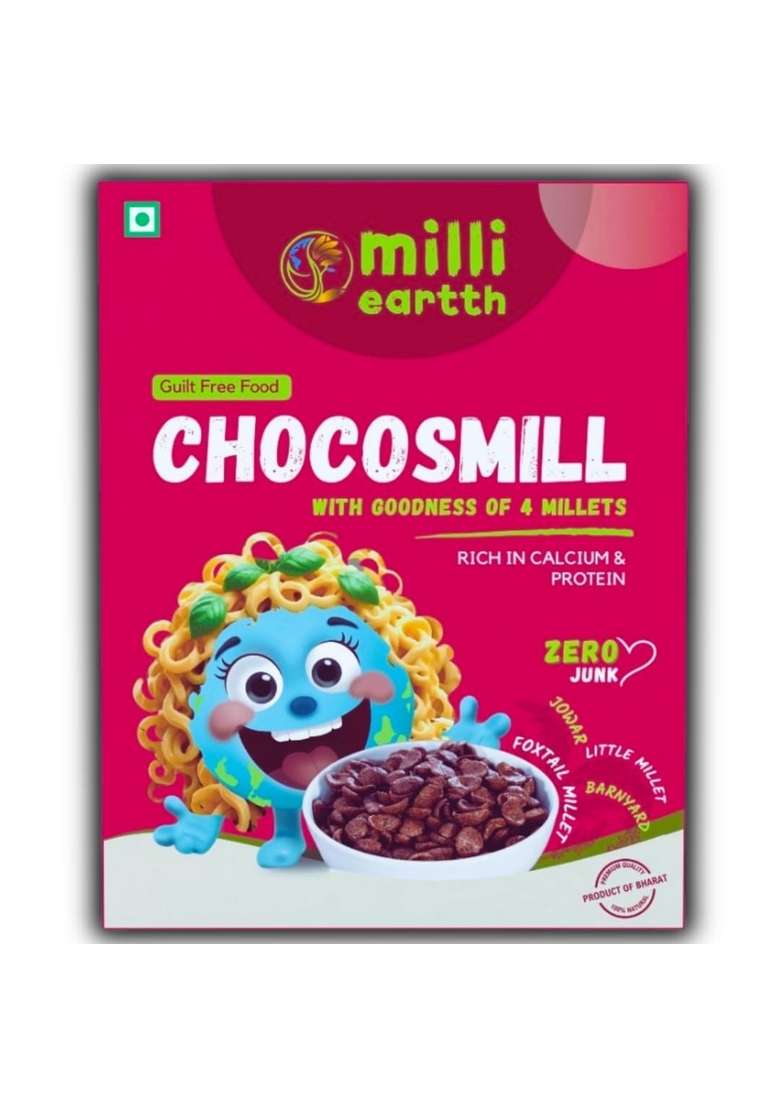 Millieartth Chocosmill - Millet Chocos | Made With 4 Super Millets, Multigrain | Healthy Breakfast Cereal | High In Fiber, Calcium & Protein | No Maida, No Palm Oil | 300Gram (Pack Of 1) - Indya