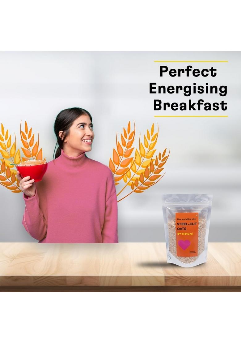 By Nature Steel Cut Oats 200G | 100% Natural Whole Grain | High-Fiber | Healthy Breakfast | Protein Rich | Healthy & Delicious | Efficient On Reducing Weight & Cholestrol | High Protein Oats