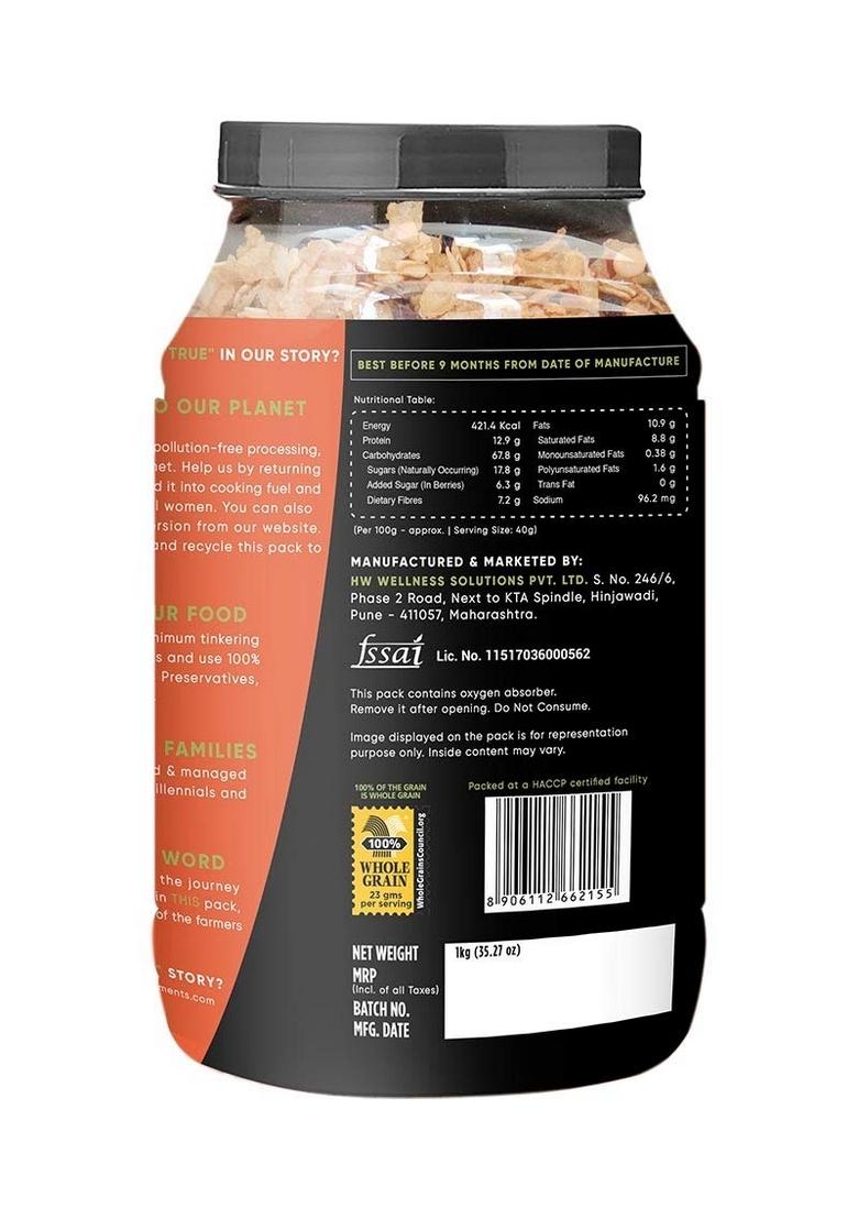 True Elements Nuts & Berries Muesli 1Kg & True Elements Flax Seeds 250G