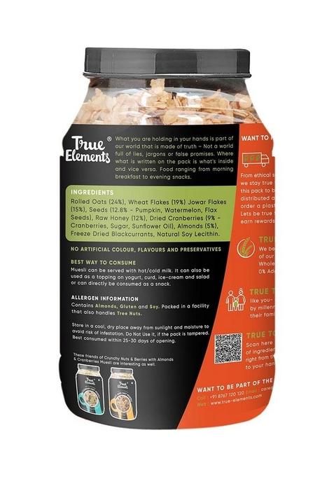 True Elements Nuts & Berries Muesli 1Kg & True Elements Flax Seeds 250G