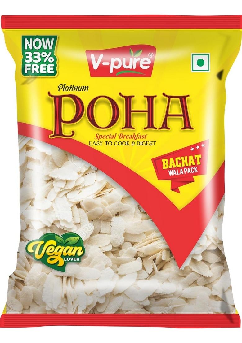V-Pure Platinum Poha Special Breakfast Vegan Lover Now 33% Free 400Gm (400 Gm)