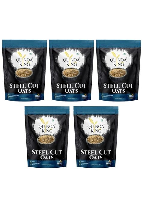 Quinoa King Steel Cut Oats 5Kg |(5 Pack Of 1Kgs Packets) Gluten Free Oats | Diet Food | Healthy Breakfast | High In Protein And Fibre