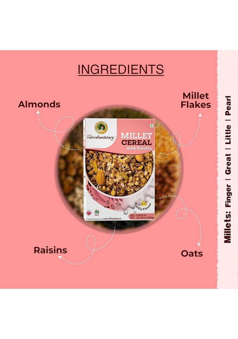 Nativefoodstore Millet Muesli Vanilla Crunchy Millet Muesli-400Gms