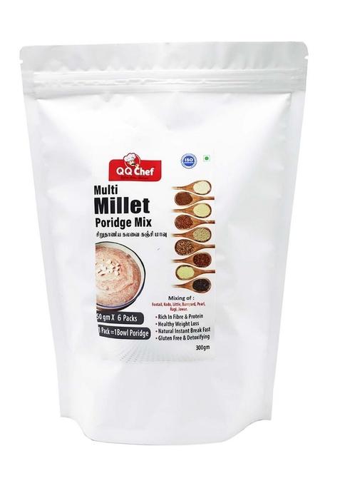 Qq Chef Multi Millet Porridge Mix | 300Gm (50Gm X 6 Packs) Healthy Breakfast