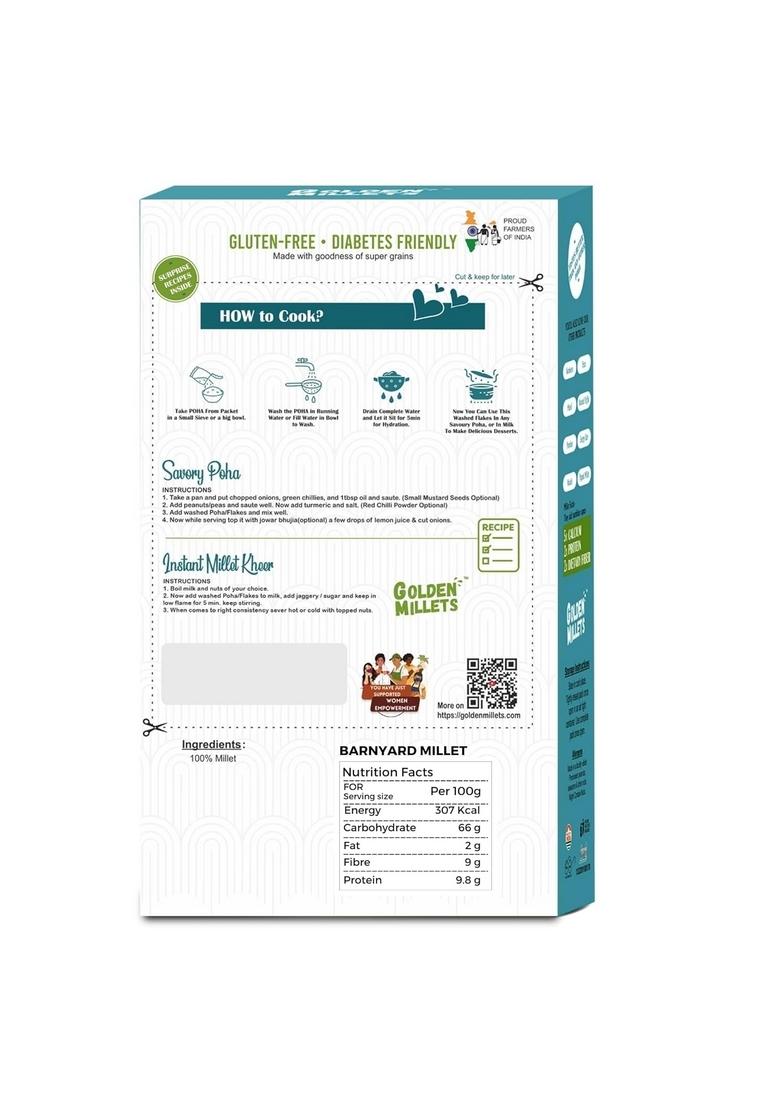 Golden Millets Barnyard Millet Flakes | Gluten Free Breakfast | High Protein & Fiber |100% Natural | 250G X 5