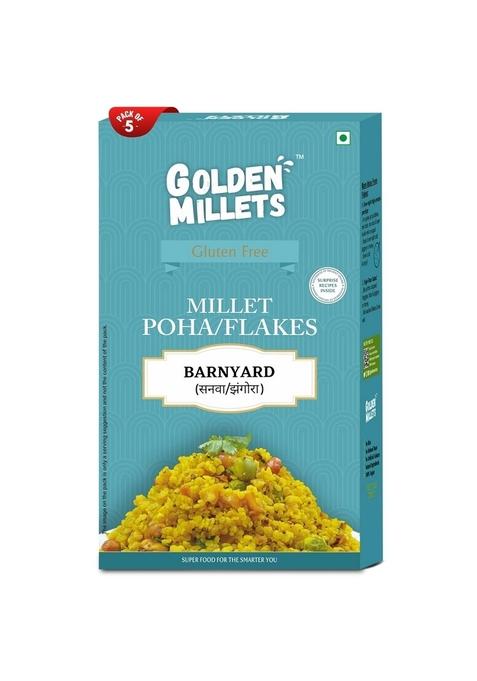 Golden Millets Barnyard Millet Flakes | Gluten Free Breakfast | High Protein & Fiber |100% Natural | 250G X 5