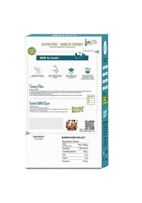 Golden Millets Barnyard Millet Flakes | Gluten Free Breakfast | High Protein & Fiber |100% Natural | 250G X 5