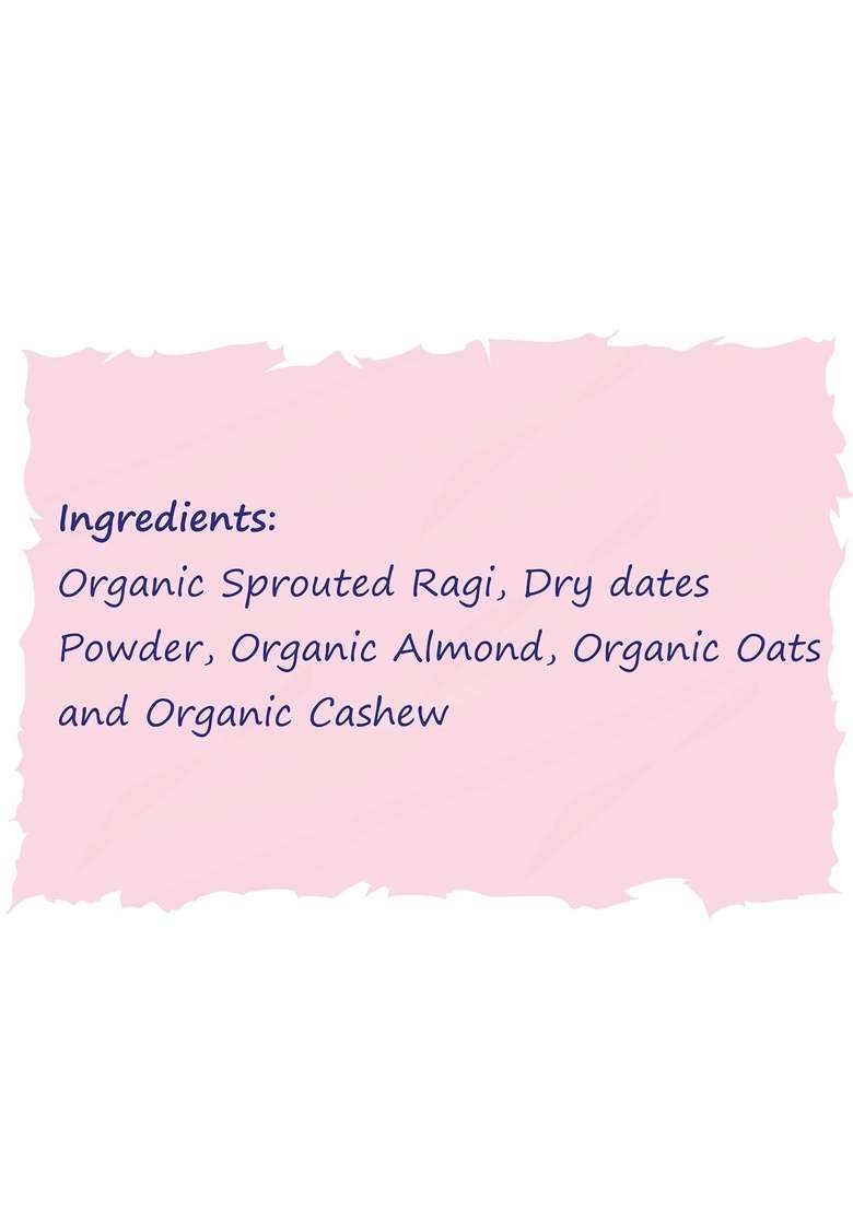 Tummy Friendly Stage3 Organic Ragi Almond Combo For Little Ones. Sprouted Ragi Almond Dates, Sweet Potato. Available In Baby Trial Packs. Real Food, No Harmful Ingredients. Shelf Life 6 Months - Indya